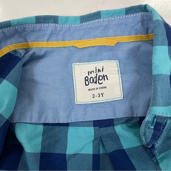 2-3Y | Mini Boden Button Up Blue Gingham Checker Collared Dress Shirt - Picture 5 of 5